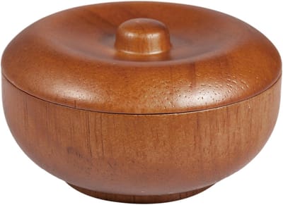 Scheerschuim Kom - Scheerbakje Houder - Persoonlijke Verzorging - Natuurlijk Hout Materiaal - 9.7 x 5.3 cm - Bruin