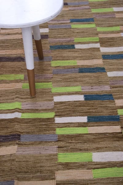 Bruin Tapijt Laagpolig Handgeweven Wollen Vloerkleed - Koho Afghan Modern Kelim 200x157 - 200x157cm- Modern - Woonkamer - Salon - Slaapkamer - Eetkamer