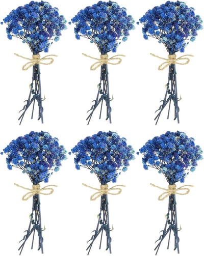 Mini Gedroogde Baby's Adem Bloemen voor Knutselen en Decoratie, 6 Stuks Donkerblauw