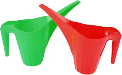 Plastic Gieter - Waterkruik Set - Planten Water Geven - Lange Nauwe Uitloop - 2 Liter - Rood Groen