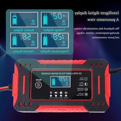 Motoraccu Lader - Druppellader Onderhouder - Accu Onderhoud - Intelligente Digitale Display - 12V 6A - Geel