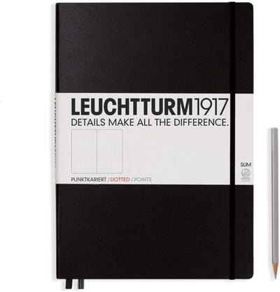 Notitieboek Master Slim A4+ Hardcover Zwart Gestippeld met Genummerde Pagina's
