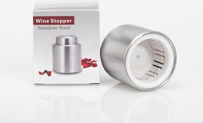Wijn stopper - Wijn - Wijn accessoires - Flessenstop - Flesafsluiter - Champagne stopper - Wijn dop - Wine saver - Bar accessoires - Wijn - Wine - Fles stopper - Fles afsluiter - RVS - Mancave - Mancave decoratie - Cave & Garden