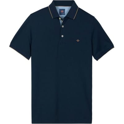 Baileys Polo Two-Tone Solid Fine Line Tipping Detail Dark Denim Blue / male