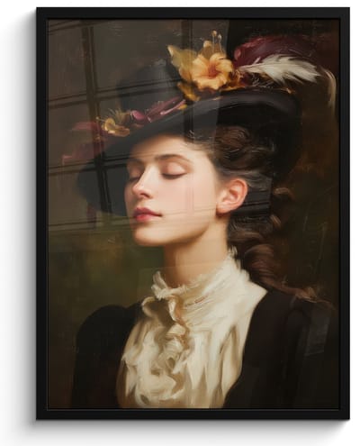 Poster in lijst - Fotolijst 60x80 cm - Posters - Vrouw - Victoriaans - Portret - Posterlijst zwart - Decoratie - Wanddecoratie woonkamer - Muurdecoratie slaapkamer