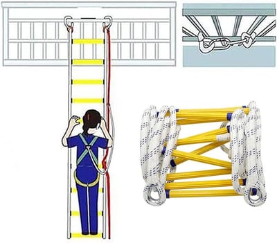 Kabelladder - Veiligheidsladder Noodladder - Veilig Ontsnappen - Hoge Draagkracht - 20 Meter - Wit