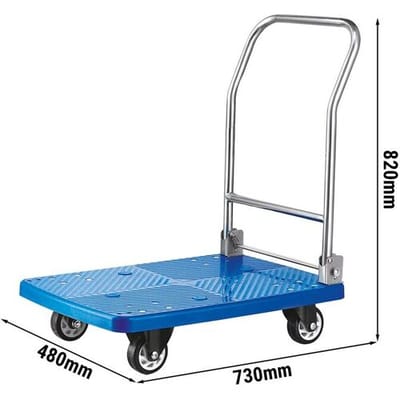 GGM Gastro Transportwagen - 480x730mm - mit 1 Abstellfläche aus Kunststoff - faltbar Blauw