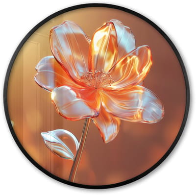Poster in lijst Rond - Fotolijst 60x60 cm - Posters - Glazen - Bloem - Zonlicht - Ronde posterlijst zwart - Decoratie - Wanddecoratie woonkamer - Muurdecoratie slaapkamer