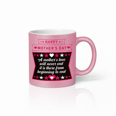 Moederdag Mok - A Mother's Love Will Never End - Inspirerende Tekst - Roze Keramiek