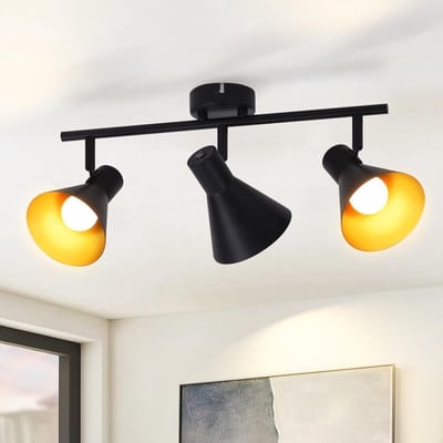 NETTLIFE Opbouwspot - 3-lichts - E14 Fitting - zwart goud - met creatief ontwerp - 330° draaibar Plafondspot - Vintage Keukenlamp - Metaal - voor Slaapkamer | Hal | Woonkamer - Zonder Lichtborn - L 49cm