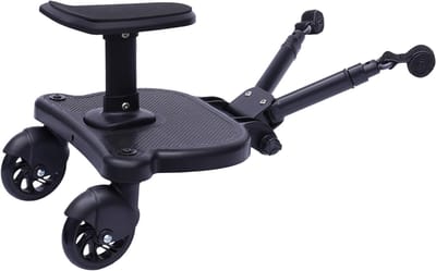 Meerijdplank Kinderwagen - Extra Plank - Dubbel Kind Vervoeren - Met Afneembare Zitting - Max 25 kg - Zwart