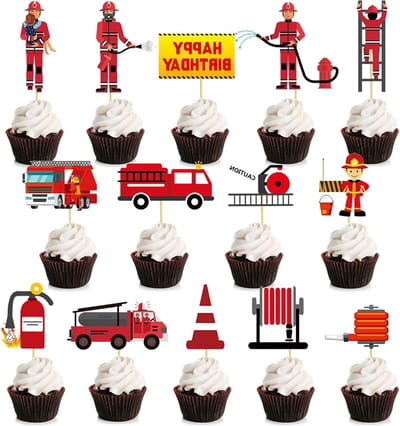 EGoods - Cupcake toppers brandweer thema voor kinderverjaardag feestdecoratie