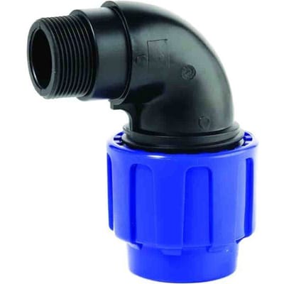 Raccord PE - CEPEX - Coude 90° 20 mm x 1/2 - Polypropylène - Compression - PN10 Eau potable