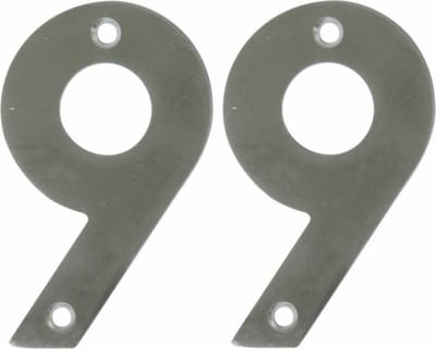 AMIG Huisnummer 99 - massief Inox RVS - 10cm - incl. bijpassende schroeven - zilver