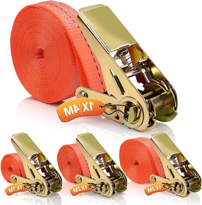 Set van 4 spanbanden (1 m, 2 m, 3 m, 4 m) × 25 mm, tot 800 kg, voor het veilig vastzetten van lading en transport van goederen