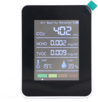 Luchtkwaliteitsmonitor - CO2 TVOC HCHO Detector - Binnen Lucht Meten - Hoge Nauwkeurigheid LCD - Temperatuur Vochtigheid