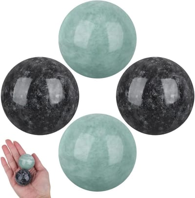 Set van 10 Chinese Hand Chime Balls - Gezonde Massageballen voor Ontspanning en Oefening, 10 cm, Groene en Zwarte Kleur, 314 g