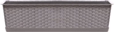 Prosperplast Kunststof plantenbak/bloembak Ratolla - rotan look - taupe - 40 x 17 x 15 cm