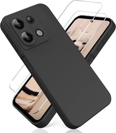 Hoesje + Glas Geschikt voor Xiaomi Redmi 15C - Zwart - Casemania Siliconen Back Cover met Camera Bescherming met 2x Tempered Glazen Screenprotector - Extra Stevig Val en Stootbescherming
