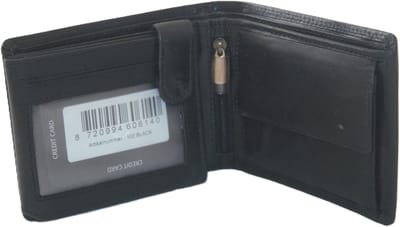 OI LUXE zwarte leren heren portemonnee / klassieke billfold laag model voor veel pasjes / complete portemonnee voor veel pasjes standaard model / anti skim / zwart / 102Black CRUNCH