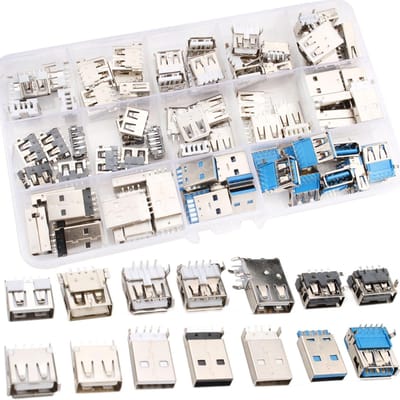 RUNCCI-YUN 95PCS USB 2.0/3.0 Type A Micro USB Plug Soldering Set - 14 Waarden DIY Adapter
