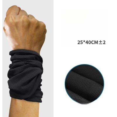 Koelende Zweetband voor de Pols Sport Polssteun - Lichtgewicht Unisex Zweetabsorberend voor Hardlopen Tennis Badminton Fitness 25x40CM black