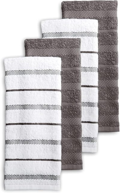 Keukenhanddoeken Set - Theedoeken Keukendoeken - Keukenwerk - Sterk absorberend katoen - 40x66 cm - Antracietgrijs/Wit