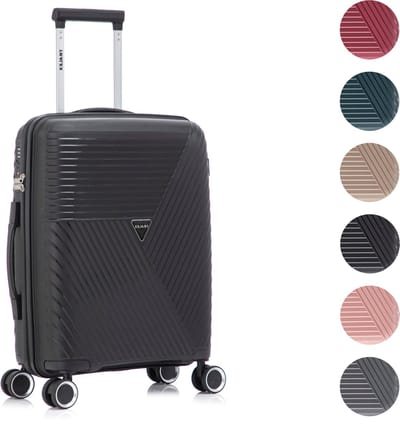 TRALEX - Voyager - Handbagage - 42L - 56x40x22cm - Polypropyleen - Harde schaal - TSA-slot - Lichtgewicht - Flexibel - Duurzaam - Stille (rubberen) wielen - Dubbele Spinner-wielen - Midnight Black