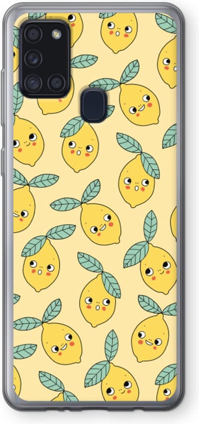 Case Company® - Hoesje geschikt voor Samsung Galaxy A21s hoesje - Citroenen - Soft Cover Telefoonhoesje - Bescherming aan alle Kanten en Schermrand