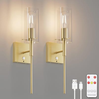 Draadloze wandlamp met afstandsbediening, oplaadbare 6000 mAh batterij, dimbaar en met timerfunctie - 2 stuks