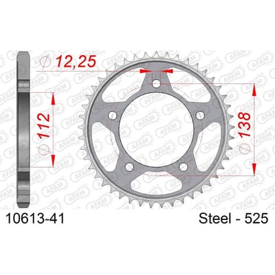 Stalen tandwiel Afam 525 41 dents