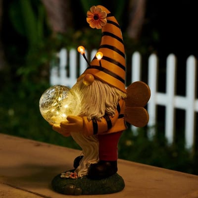Zonnepaneel Tuinkabouter - Vrolijke Bij Decoratie voor Buiten
