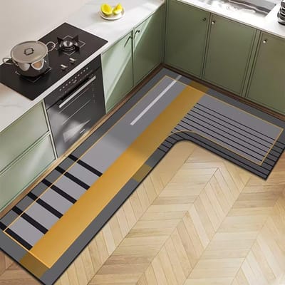 Nordic Licht Luxe Diatomeeënaarde Huishoudelijk L-vormig Keukenvloermat Waterabsorptie Antislip Sneldrogend en Onderhoudsvriendelijke Vloermat 80*150*45cm