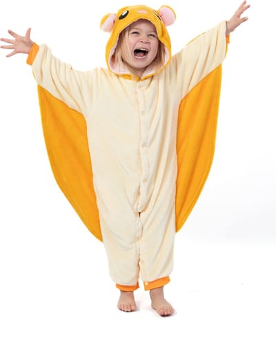 KIMU® Onesie Vliegende Eekhoorn Pakje - Maat 86-92 - Eekhoornpak Kostuum Vleugels Pak - Peuter Boxpakje Jumpsuit Jongen Meisje Huispak Fleece Festival