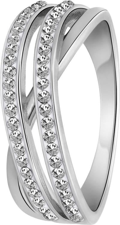 Lucardi Dames Zilveren ring kristal - Ring - 925 Zilver - Zilverkleurig - 16 / 50 mm