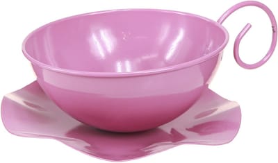 Metalen mok Ø16cm H9cm Decoratieve mok met schotel Roze 2 stuks, 2 Stü