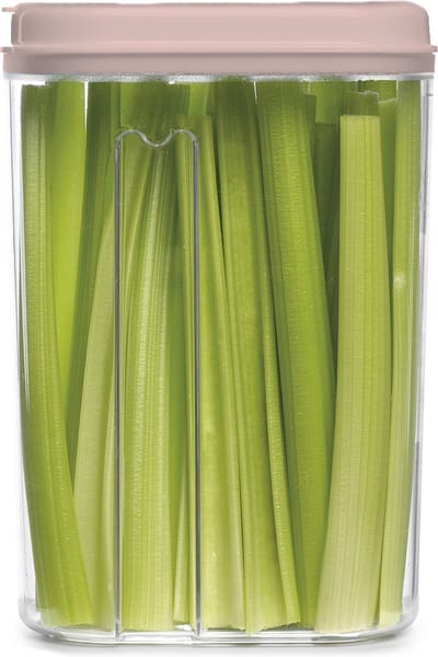 Plasticforte Voedselcontainer strooibus - transparant/lichtroze - 1500 ml - kunststof - 15 x 8 x 23 cm - voorraadpotten