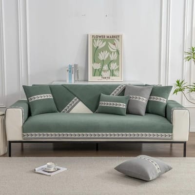 Bloemenlijnen Chenille Bankkussen Vier Seizoenen Universeel Kussen Eenvoudig Modern Antislip Leer Bankhoes Hoesstof Handdoek 70x70cm 1pcs