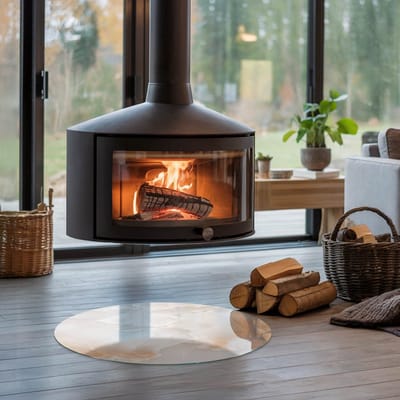 Coloray Vloerplaat Houtkachel - Vloerplaat voor Houtkachel - 60 cm x 60 cm - Vloerplaat Open Haard - Beige Vloerplaat Kachel - Onderplaat Voor Houtkachel - Plaat voor Onder Kachel - Kachel Vloerplaat - Verwarmingsaccessoires