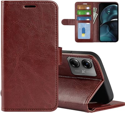 MobyDefend Hoesje - Geschikt voor Motorola Moto G14 - Wallet Book Case (Sluiting Achterkant) - Bruin