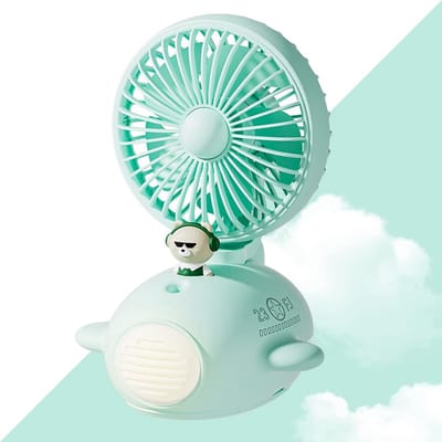 Desktop Bevochtigingsventilator - Mini Ventilator Koele Mist - Persoonlijke Koeling - Met Nachtlampje - 21x13x13 cm - Groen