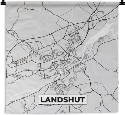 Wandkleed - Wanddoek - Plattegrond - Duitsland - Landshut - Kaart - Stadskaart - 180x180 cm - Wandtapijt