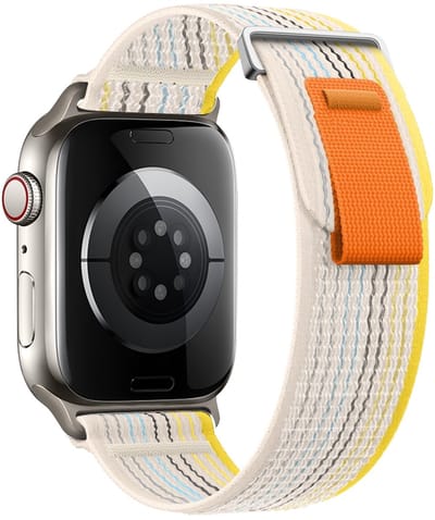 Nylon bandje - geschikt voor Apple Watch 1/2/3/4/5/6/7/8/9/10/11/ SE (1,2,3) met maat 38 mm / 40 mm / 41 mm en 42 mm (Watch 10/11) - klittenband - geel mix