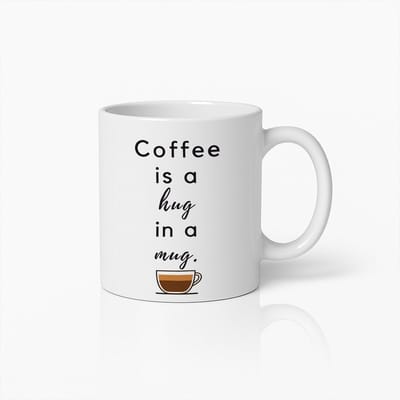 Koffiemok 330ml – "Koffie is een knuffel in een mok" Quote Design – Cadeau voor Koffieliefhebbers, Vrienden, Kantoor, Thuis