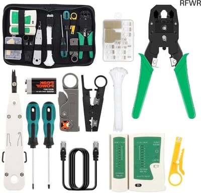 RFWR® Professionele 18-in-1 Netwerkreparatie Gereedschapsset met Kabeltester en Aansluitingen