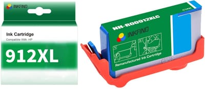 INKFIND 912XL Cyaan Inktcartridge compatibel met HP912 HP912XL HP 912 HP 912XL 3YL81AE voor HP OfficeJet Pro 8010 8012 8014 8015 8020 8022 8023 8024 8025 Hoge Capaciteit - 1-pack Cyaan