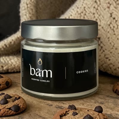 BAM Cookies Geurkaars – Basic Collection Medium – 50 Branduren – 210 g – Zonnebloemwas – Vegan - koekjes