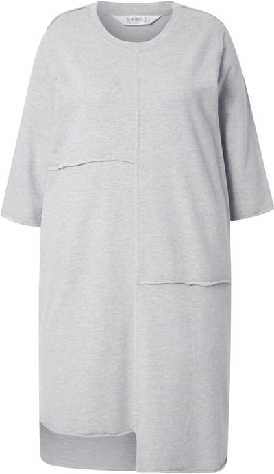Angel of Style - Dames - Sweatjurk open randen 3/4-mouwen - Lichtgrijs melange - Maat 46