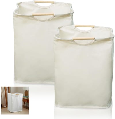 wasmand, 2 stuks wasmanden, stof, 30 × 29 × 38,5 cm, manden, opbergmand met handvat, wasmanden, wasverzamelaar voor slaapkamer en badkamer