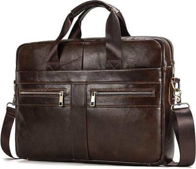 Leren Laptoptas voor Mannen - 15.6 Inch Schoudertas, Handtas en Zakenlaptoptas voor Kantoor en Notebook